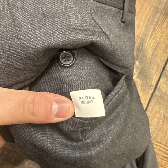 Vintage Jos A Bank 34x29 Gray 100% Wool Tailored Flat Front Mens Dress Pants - Picture 4 of 5